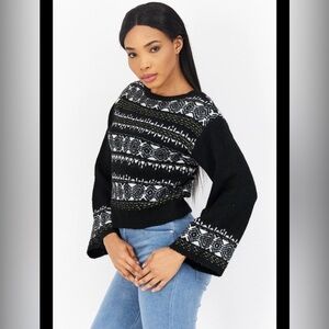 Women’s Sam Edelman Black/White Boatneck Sweater Size Small EUC